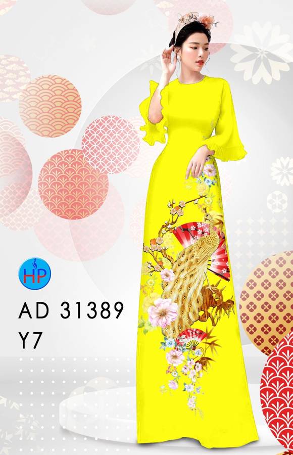 Vải Áo Dài Chim Công AD 31389 4